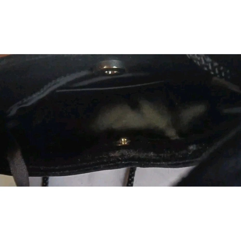Vtg Black Velvet Purse Handbag Vintage Hand Or Shoulder Strap Lipstick Case READ